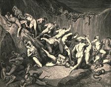 Amid this dread exuberance of woe ran naked spirits wing'd with horrid fear c1890. Creator: Gustave Doré