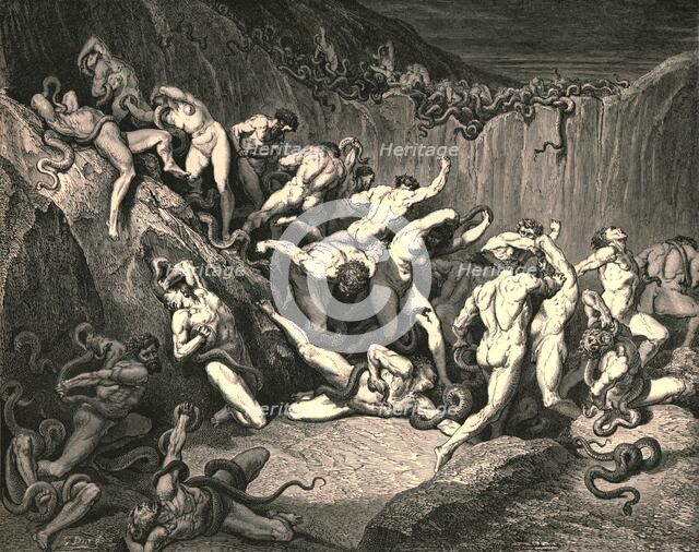 'Amid this dread exuberance of woe ran naked spirits wing'd with horrid fear', c1890.  Creator: Gustave Doré.