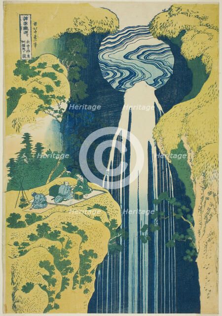 Amida Falls in the Far Reaches of the Kisokaido (Kisoji no oku Amidagataki), from..., c. 1833. Creator: Hokusai.