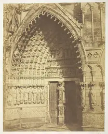 Amiens Cathedral, West Facade, Central Portal, 1854. Creators: Bisson Frères, Louis-Auguste Bisson, Auguste-Rosalie Bisson