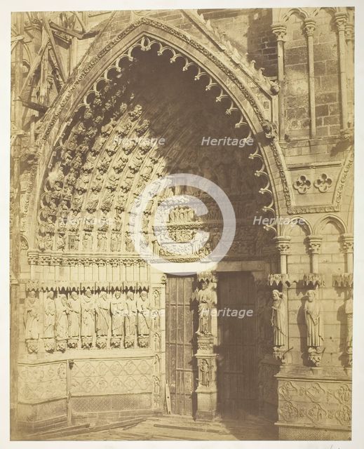 Amiens Cathedral, West Facade, Central Portal, 1854. Creators: Bisson Frères, Louis-Auguste Bisson, Auguste-Rosalie Bisson.