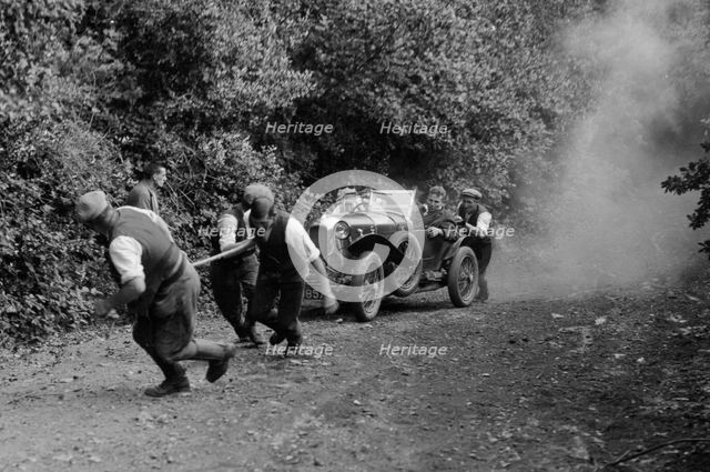 Amilcar of HP Powell, B&HMC Brighton-Beer Trial, Simms Hill, Ilsington, Devon, 1930. Artist: Bill Brunell.