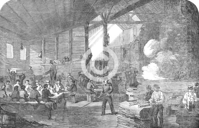 Ammunition Works at Northfleet - Bullet-Casting, 1854. Creator: Unknown.