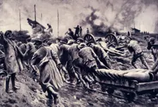 Ammunition Forward: Rushing Up Shells for the Heavy Howitzers 1917. Creator: Unknown