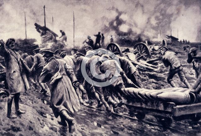 'Ammunition Forward: Rushing Up Shells for the Heavy Howitzers', 1917. Creator: Unknown.