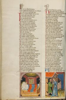 Amnon Raping Tamar: Amnon Throwing Tamar Out of his House; Weltchronik, about 1400-1410. Creator: Unknown