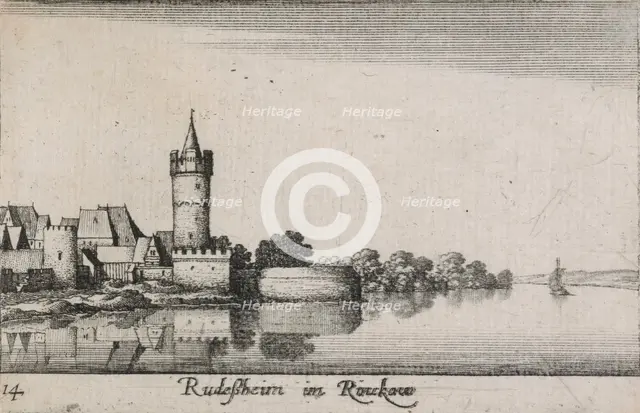 Amoenissimæ aliquot locorum ... effigies. Plate 14. Rudeßheim im Rinckow, 1635. Creator: Wenceslaus Hollar.