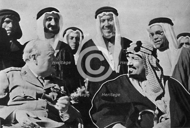 'Among other Middle East rulers, King Ibn Saud, of Saudi Arabia', 1945. Artist: Unknown.