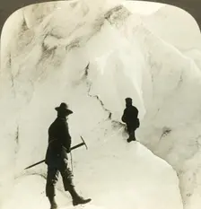 Among mountains and chasms of ice - enormous crevasses of Brigsdal glacier, - Norway c1905. Creator: Unknown