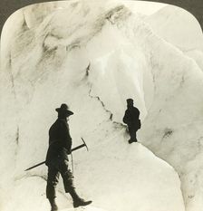 Among mountains and chasms of ice - enormous crevasses of Brigsdal glacier, - Norway c1905. Creator: Unknown