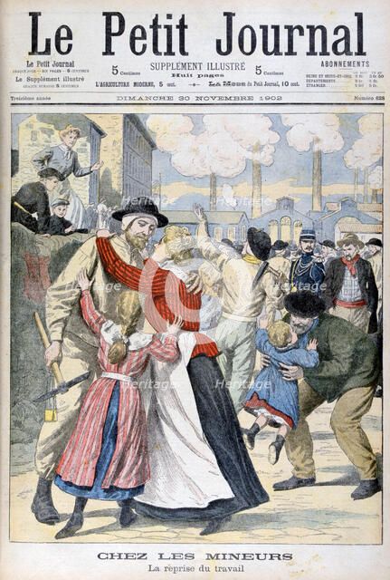 Among the miners, the resumption of work, 1902. Artist: Unknown