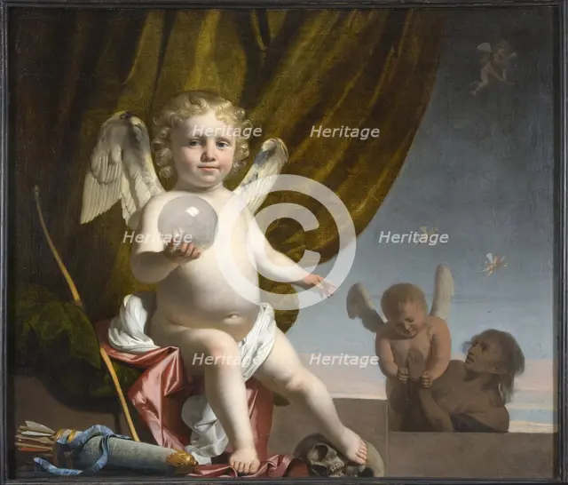 Amor Holding a Glass Orb, 1650-1660. Artist: Everdingen, Caesar Boëtius van (1616-1678)