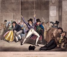Amorous, clamorous, uproarious and glorious, all coming from a public dinner c1820. Artist: Theodore Lane