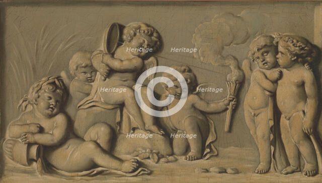 Amorini at play (one of a pair), 1770-90. Creator: Unknown.