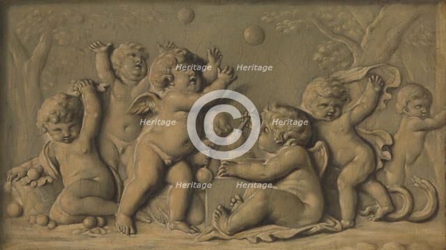 Amorini at play (one of a pair), 1770-90. Creator: Unknown.