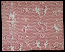 Amorini et Medallions (Cupid and Medallions) (Furnishing Fabric), France, c. 1810. Creator: Christophe-Philippe Oberkampf