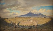 Amphitheatre in Pompeii with Vesuvius in the background, Second Half of the 19th cen.. Creator: Fristrup, Niels (1837-1909)