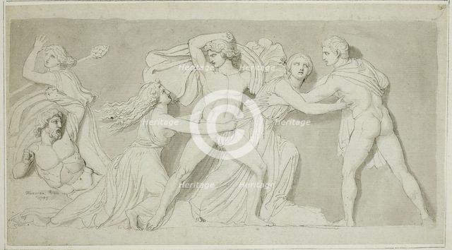 Amphion and Zethus Delivering their Mother Antiope from the Fury of Dirce and Lycus, 1789. Creator: John Flaxman.