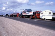 Ampol fuel trucks en route to Lake Eyre for Bluebird CN7 Land Speed Record attempt, 1964. Creator: Unknown
