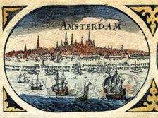 Amsterdam, colored engraving from the book Le Theatre du monde or Nouvel Atlas 1645, created…