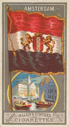 Amsterdam, from the City Flags series (N6) for Allen & Ginter Cigarettes Brands, 1887. Creator: Allen & Ginter