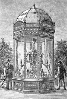 Amsterdam International Exhibition: Messrs. Fry's exhibit of chocolate and cocoa, 1883. Creator: Unknown