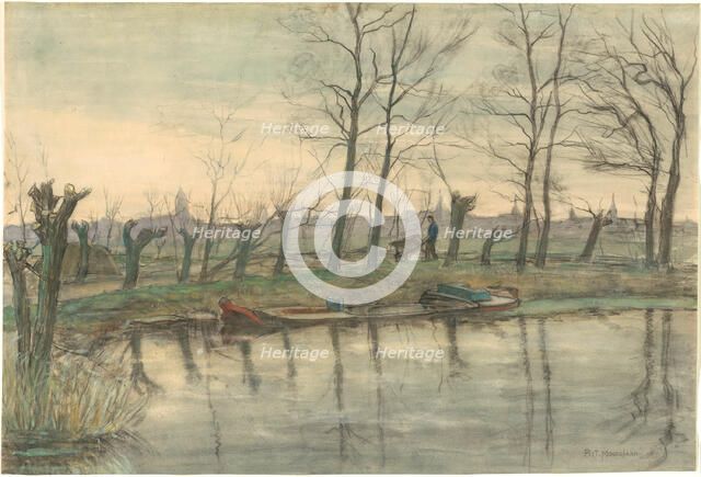 Amsterdam Skyline Viewed from the West, c.1899. Creator: Piet Mondrian.