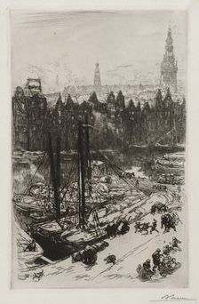 Amsterdam, vue de Victoria Hotel. Creator: Auguste Louis Lepère (French, 1849-1918)