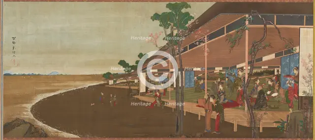 An amusement resort at the seashore, late 18th-early 19th century. Creator: Hokusai.