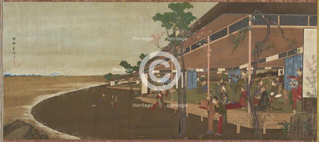 An amusement resort at the seashore, late 18th-early 19th century. Creator: Hokusai.