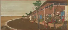 An amusement resort at the seashore, late 18th-early 19th century. Creator: Hokusai