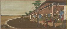 An amusement resort at the seashore, late 18th-early 19th century. Creator: Hokusai