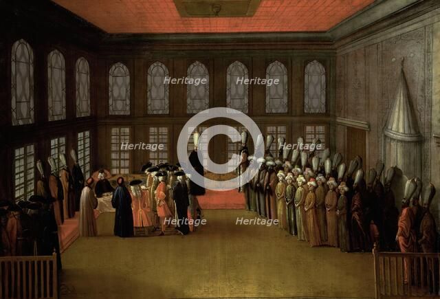 An Ambassador's Audience with the Grand Vizier in his Yali on the Bosporus (Ambassador Cornelis Calk Creator: Anon.