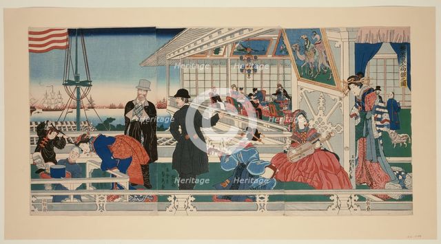 An American Mercantile Building in Yokohama (Yokohama ijin shokan no zu), 1861. Creator: Sadahide Utagawa.