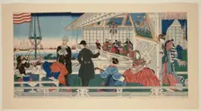An American Mercantile Building in Yokohama (Yokohama ijin shokan no zu), 1861. Creator: Sadahide Utagawa