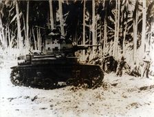An American tank in the jungle of the Solomon Islands, September 1942
