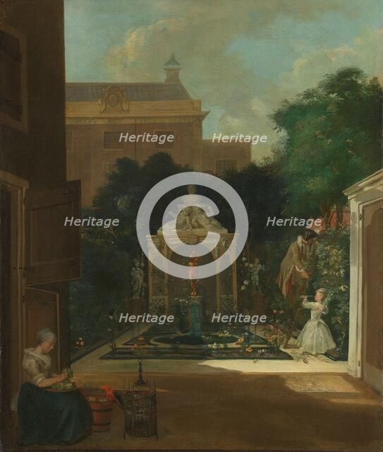 An Amsterdam Canal House Garden, c.1740-1745. Creator: Cornelis Troost.