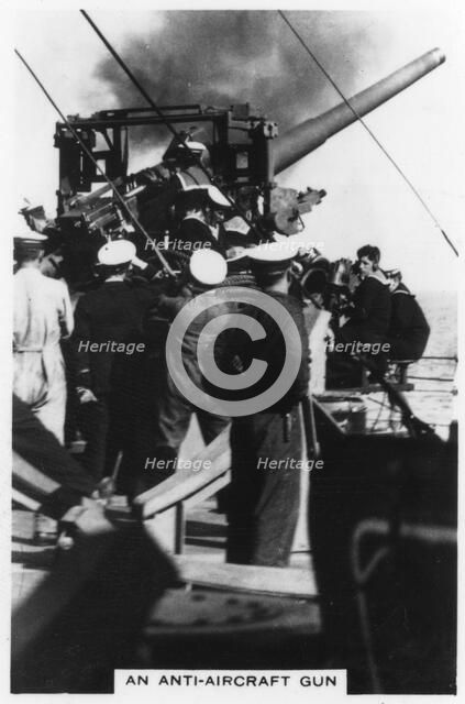 An anti-aircraft gun on board HMS 'Nelson', 1937. Artist: Unknown