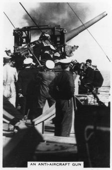 An anti-aircraft gun on board HMS Nelson 1937