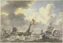 An Antwerp Pleit and Other Ships between Noord-Beveland and Wolphardsdijk, 1775. Creator: Hendrik Kobell