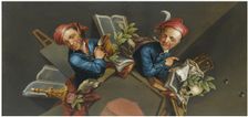 An anamorphic Trompe l'Oeil with a Vanitas still life