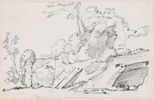 An Ancient Wall with a Ruined Gate, 1744/1750. Creator: Joseph-Marie Vien the Elder