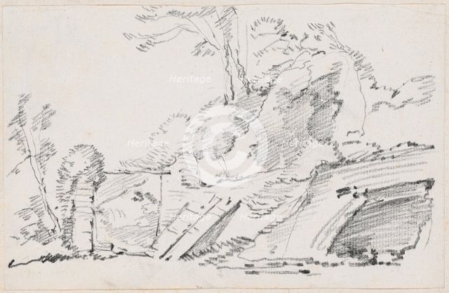 An Ancient Wall with a Ruined Gate, 1744/1750. Creator: Joseph-Marie Vien the Elder.