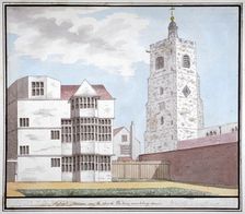 An ancient mansion near the church, Hackney, London, c1790. Artist: Anon