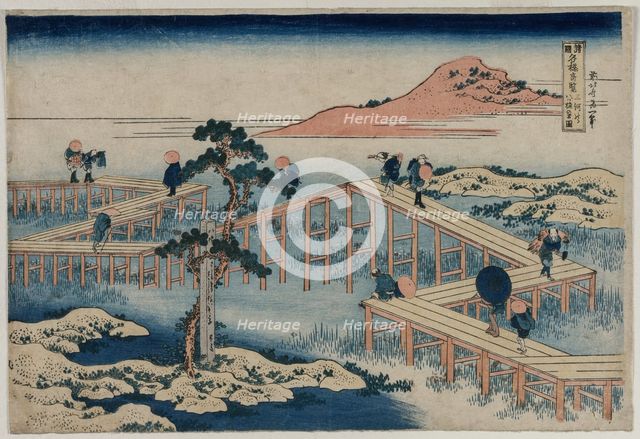 An Ancient Picture of the Eight Part Bridge in Mikawa Province..., early 1830s. Creator: Unknown.