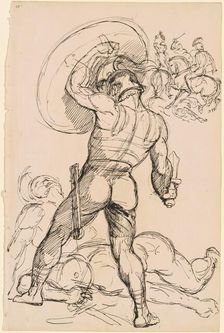 An Ancient Roman Warrior in Battle, c. 1830. Creator: Hippolyte Lalaisse