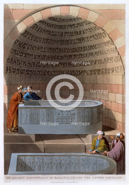 'An Ancient Sarcophagus of Basaltes, called the Lovers Fountain', 1802. Creator: Thomas Milton.