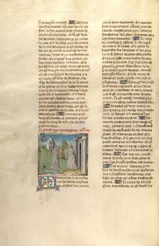 An Angel and an Old Man; Miroir Historial, about 1475. Creator: Unknown