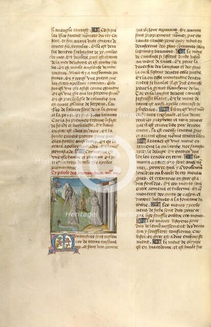 An Angel and an Old Man; Miroir Historial, about 1475. Creator: Unknown.