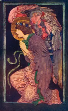 An Angel Adoring`, a coloured plaster relief by Robert Anning Bell c1901 (1901-1902).. Artist: Robert Anning Bell